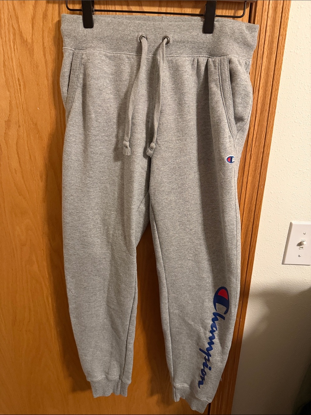 Champion Gray Joggers with Blue & Red Logo